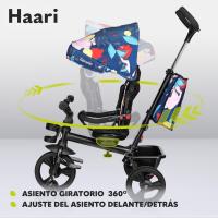 Haari Bicicleta 2 en 1 Menores hasta 25 kg 1,5-5 años Triciclo- Carrito Cesta espaciosa, Bolsa y portavasos Cinturones de 3 Puntos con Fundas Toldo Reposapiés Azul Oscuro - details 4