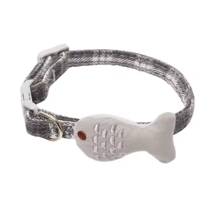 Lindo Collar decorativo de pez y gato, Collar ajustable de pez y gato de dibujos animados, correa suave para el cuello de gato, fiesta de cumpleaños - 1