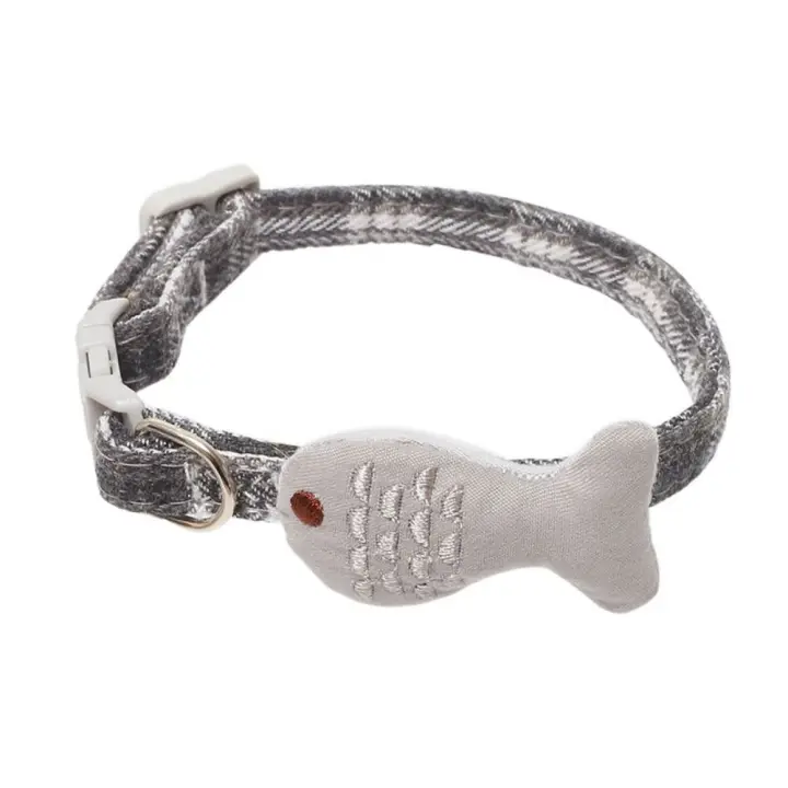Lindo Collar decorativo de pez y gato, Collar ajustable de pez y gato de dibujos animados, correa suave para el cuello de gato, fiesta de cumpleaños - 1
