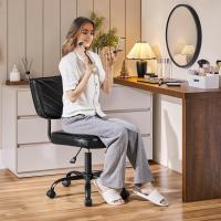 Silla de Oficina Ergonómica con Ruedas Piel Sintética, Ajustable en Altura para Estudio y Dormitorio Negro - details 5