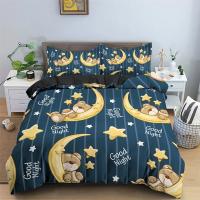 Cubierta de Edredón con Diseño de Oso de Dibujos Animados Microfibra 2/3PCS Ropa de Cama para Niñas y Niños Comfortable y Adorable - details 3
