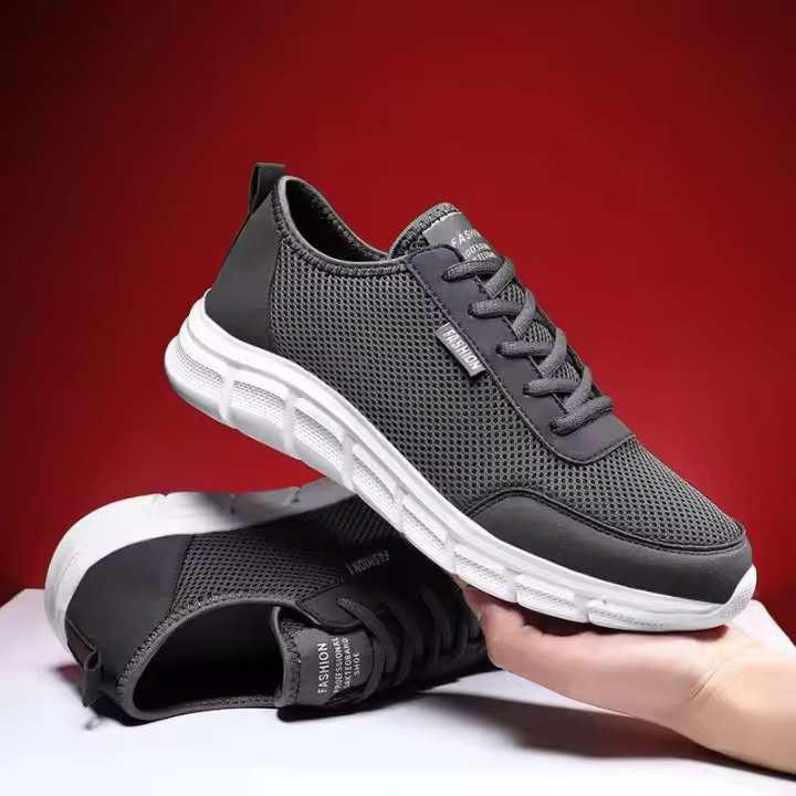 Zapatos deportivos grandes de moda para hombre con parte superior de malla transpirable, suela ligera de MD, cordones, correr suave, primavera y verano - 1