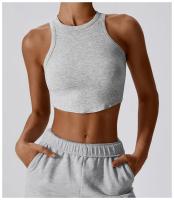 Top Deportivo de Yoga para Mujer Gimnasio Crop Tops Sin Costuras Uso en la Calle Cuello Redondo Manga Corta Secado Rápido Ideal para Primavera/Verano - details 15