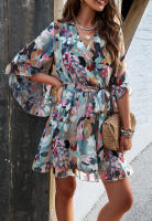 Vestido fluido sin tirantes con estampado floral bohemio para mujer, verano 2025 - details 21