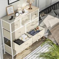 Cajonera de Tela,Cómoda de Tela,Unidad de almacenamiento de tela,con 9 cajones extraíbles,con parte superior de madera,Cómoda de para sala de estar,Dormitorio, habitación infantil,Blanco crema - details 3