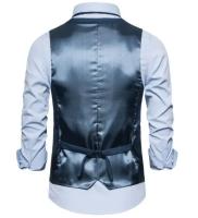 Chaleco de traje azul, chaqueta chalecos sin mangas de negocios para hombre, talla asiática S-6XL, chaleco para fiesta de boda, rojo, morado, negro y gris - details 5
