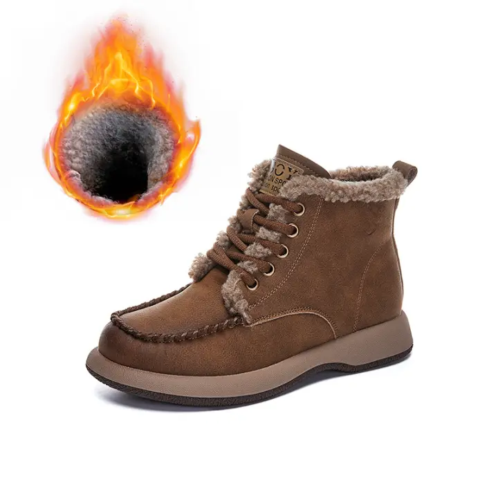 Nuevos zapatos casuales de terciopelo de algodón versátiles botas de nieve de suela gruesa - 1