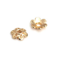 50 Uds. De cuentas redondas de latón de Color dorado de 18K, tapas de hojas de árbol y flores, suministros para hacer cuentas de joyería, accesorios Diy - details 76