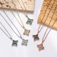 Collar de piedras preciosas de trébol de moda para mujer, regalo de cumpleaños, regalo de vacaciones - details 0