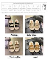Otoño e invierno de gran tamaño, suela gruesa, correa de una palabra, zapatillas de lana de cordero engrosadas de terciopelo, zapatos térmicos, zapatillas con doble hebilla - details 2