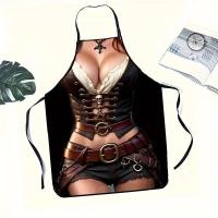 Mujer con temática pirata: elegante delantal de cocina con corsé y cinturón, perfecto para fiestas y cocinar - details 4