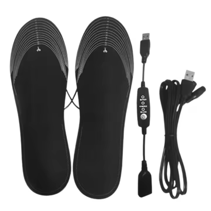 Plantillas de zapatos calentadas por USB cortables, almohadilla eléctrica antideslizante para calentar los pies, lavable, Control de 3 engranajes, plantillas térmicas cálidas - 1