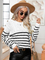Suéter Retro a rayas para mujer, Jersey holgado de manga larga con botones, ropa de punto para otoño e invierno, novedad de 2023 - details 13