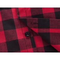 Camisa Chequera Roja Y Negra Para Hombre Verano 2024 Moda Casual Manga Corta Botón Central Cuello Enrollado Material Poliéster Algodón - details 5