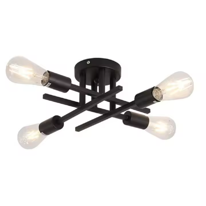 Lámpara Led de techo moderna para sala de estar, accesorio de iluminación interior, Base de bombilla E26, color negro, estilo nórdico minimalista - 1