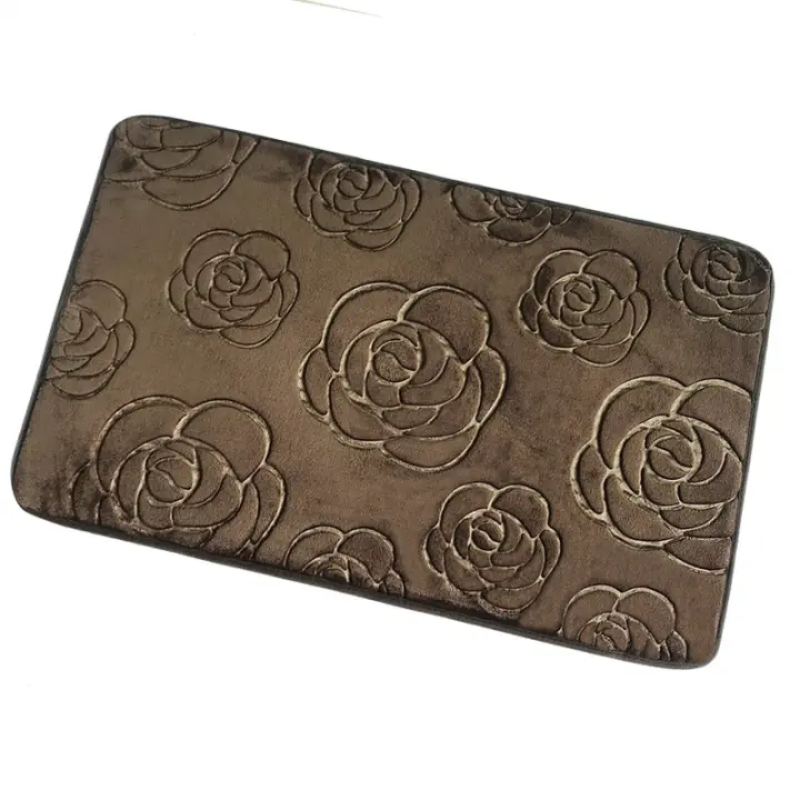 Alfombra de Coral Vellón Absorbente Alfombra Antideslizante en Relieve 3D para Baño, Alfombra de Pie de Rosa, Alfombra de Puerta de Dormitorio, Alfombra de Casa - 1