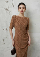 BGTEEVER-vestido ajustado a cuadros para mujer, prenda elegante de manga corta, ceñido a la cadera, con cuello oblicuo, para primavera y verano - details 23