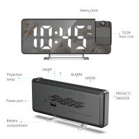 ORIA-reloj despertador con proyección LED, pantalla grande de 7,9 ", con indicador de temperatura y fecha, para dormitorio y hogar - details 5