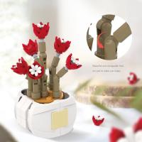 Construcción de suculentas para niños, decoración de escritorio, ramo eterno, flor de bloque, juguete educativo, modelo de plantas en maceta - details 1