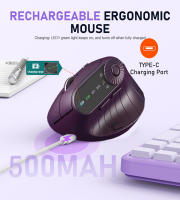 Ratón Vertical inalámbrico ergonómico con botón de ajuste de función, ratón recargable de 8 botones para Win/IOS/Android, modo Dual, BT5.0 - details 5