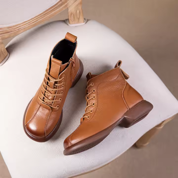 Botas retro individuales, suela suave, cuero suave, versátiles, cuero transpirable, botas Martin. - 1