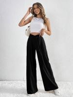 Pantalones de Oficina para Mujer de Cintura Alta y Pierna Ancha Cómoda y Elegante Estilo Clásico de Algodón Ajuste Suelto, No Ajusta, Moda de los 90s - details 11