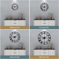 Reloj De Pared De Metal Redondo De Estilo Vintage Silencioso Funciona Con Pilas 40cm 47cm 60cm Números Romanos Negros - details 5
