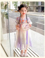 Vestido de princesa mejorado estilo Tang antiguo Hanfu con hombros descubiertos y nube de encaje bordado edición china de verano para niñas - details 12