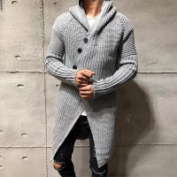 Suéter de punto con capucha para hombre, chaqueta de longitud media, ropa de otoño e invierno, nuevo 2024 - details 2