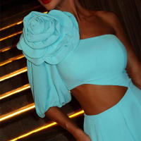 Vestido MIdi de manga larga con hombros descubiertos para mujer, elegante vestido con espalda descubierta - details 9
