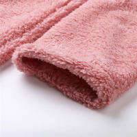 Albornoz de felpa para mujer, pijama cálido para casa con capucha de color sólido - details 9