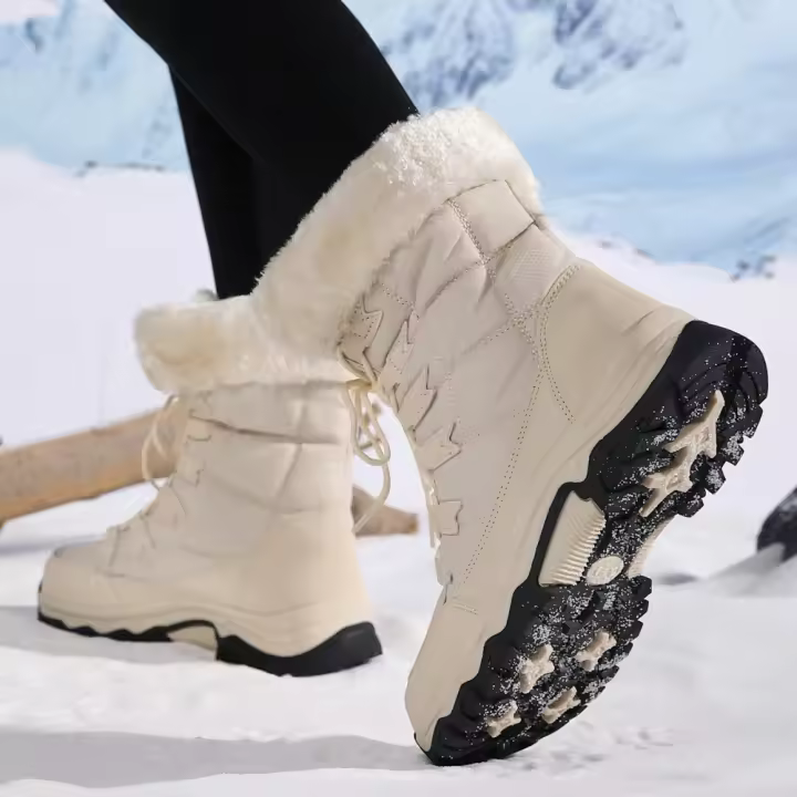 Botas de nieve cálidas para mujer, botines cortos de felpa gruesa para exteriores, otoño e invierno - 1