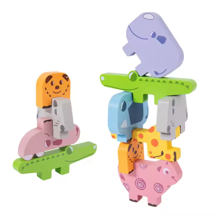 Excitat Juguetes de Madera Montessori para Niños de 2-4 Años Bloques de Animales para Ordenar y Apilar - 1