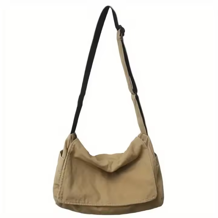 Bolso casual de hombro juvenil de lona vintage para mujer, bolso cruzado - 1
