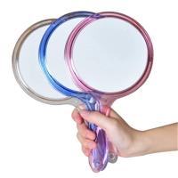Espejo de mano de doble cara, espejo de aumento 3x, mango de plástico transparente, espejo redondo para extensión de pestañas, herramientas de belleza - details 0