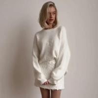 Jersey informal de punto con bordado de Jacquard blanco para mujer, Jersey holgado de manga larga con cuello redondo elegante, jersey de viaje para señora nueva 2024 - details 14