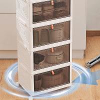 Estante de Almacenamiento de 4 Niveles a Prueba de Polvo Mesa de Noche de Plástico con Ruedas - details 1