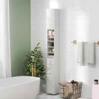 Armario Alto de Baño, Armario Delgado de Baño Alto con 2 Puertas, 1 Cajón y 5 Estantes (Blanco) - details 2