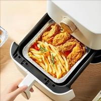 Bandeja de papel de aluminio para alimentos, caja de papel de aluminio antiadherente reutilizable para horno, herramientas para hornear barbacoa, bandeja para freidora de aire resistente al aceite, 6/7/8 pulgadas, 10 Uds. - details 13