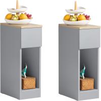 Auxiliares para Salón Mesilla de Noche Estrecha para Dormitorio con 1 Cajón y 1 Compartimento Abierto Blanco y Madera 20 x 35 x 60 cm FBT111-WNx2 ES - details 37