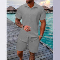 2025 verano jacquard traje de manga corta hombres vacaciones estilo casual camisa pantalones cortos conjunto de dos piezas - details 7