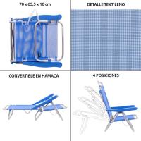 Pack 2 Sillas Playa Plegables |   Ligera Portátil |   Baja y Reclinable de 4 Posiciones |   para Camping, Piscina, Terraza o Jardín Azul - details 2