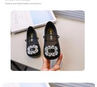 Zapatos de cuero para niños, bailarinas con hebilla de diamantes de imitación para niñas, primavera y otoño, zapatos de fiesta informales a la moda de princesa para niños - details 7