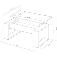 Mesa de Centro elevable Nova Color Roble Nodi y Blanco Artik salón Comedor Estilo nórdico 45-54x105x55 cm - details 11