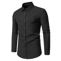 Camisa de manga larga con botones para hombre, camisa informal de negocios, Color sólido, cómoda, Social, Oficina, blusa blanca y negra, moda de otoño - details 28