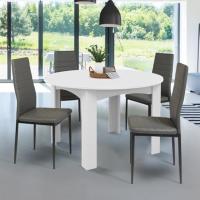 Mesa de comedor extensible redonda para 4-8 personas, 110-150 cm, color blanco - details 2