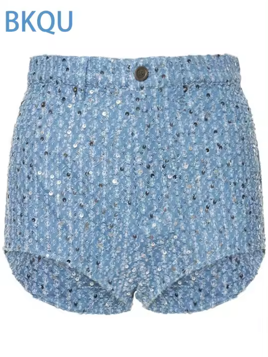 Conjunto de Fiesta de Lujo para Mujeres Pantalones de Pierna Ancha con Lentejuelas BKQU - 1