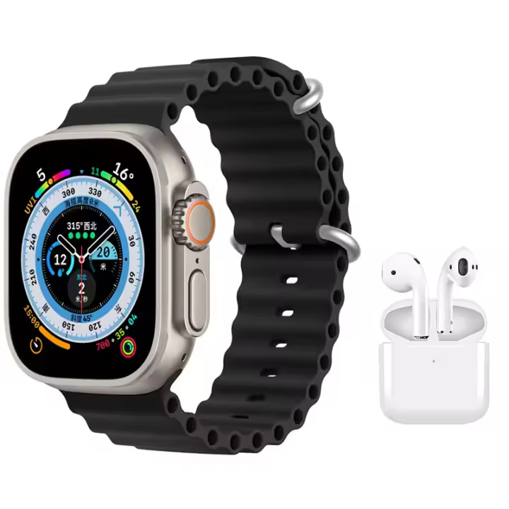 Reloj inteligente con pantalla HD de 2,3 pulgadas, dispositivo con 7 correas intercambiables y auriculares, Bluetooth, llamadas, música, juegos - 1