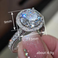 Anillo de bodas de lujo de plata para mujer con circonita cúbica AA redonda, anillos de compromiso de diseño moderno a la moda - details 2