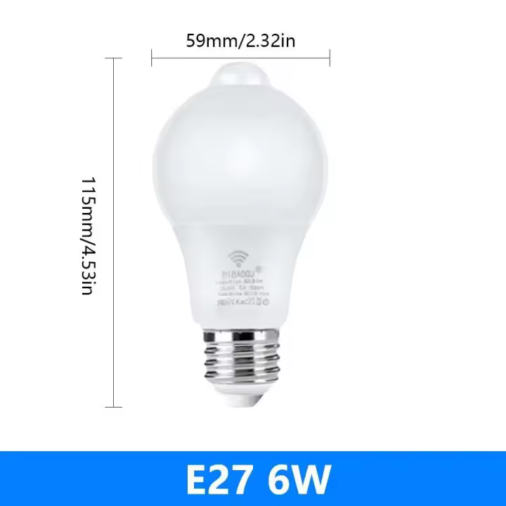 Bombilla LED de Movimiento PIR 6W a 20W E27 110V 220V Luz de Sensor de Radar para Hogar, Escalera, Camino Halógenos - 1